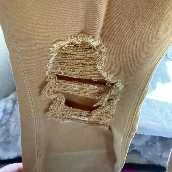 Vervet Distressed Tan Straight Leg Jeans for Women size 27 - Picture 4 of 7